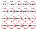 Set of circle percentage download diagrams - vector